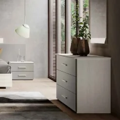 Cassettiera moderna 3 cassetti con maniglia in MDF rivestito Rea disponibile in vari colori