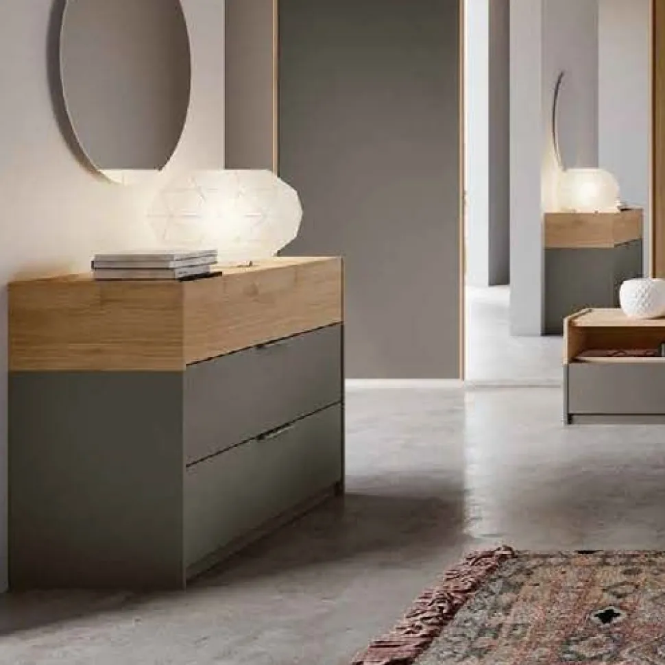 Cassettiera moderna 3 cassetti con maniglia in metallo cromata Box disponibile in vari colori