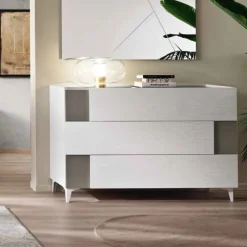 Cassettiera moderna 3 cassetti con inserto e maniglia laterale disponibile in vari colori Roy linea Domino