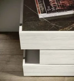 Cassettiera moderna sfalsata bianco Altea e grigio 3 cassetti disponibile in vari colori