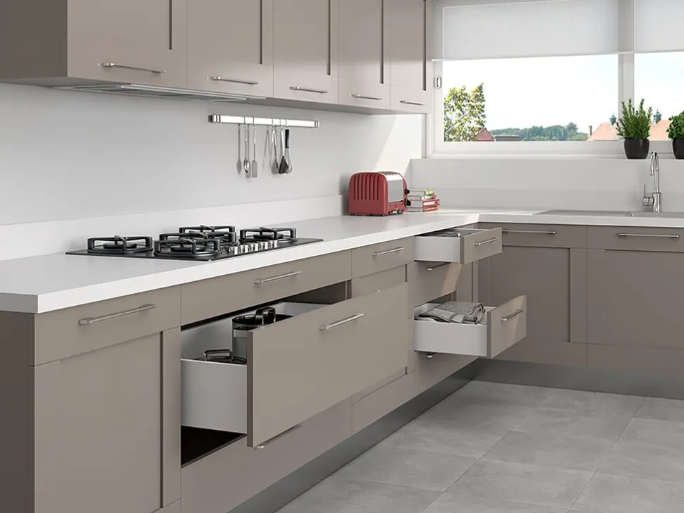 Cassetto esterno Concept 30kg, altezza 185mm, profondità 350mm, Acciaio, Verniciato bianco