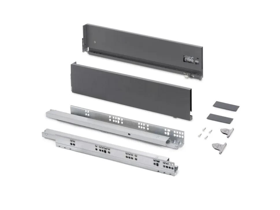 Cassetto esterno Vertex con regolazione 3D altezza 131mm, 60kg, profondità 500mm, Acciaio, Grigio antracite o Bianco