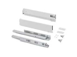 Cassetto esterno Vertex con regolazione 3D altezza 93mm, 40kg, profondità 270mm, Acciaio, Verniciato bianco o ardesia