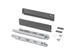 Cassetto esterno Vertex con regolazione 3D altezza 93mm, 60kg, profondità 500mm, Acciaio, Grigio antracite