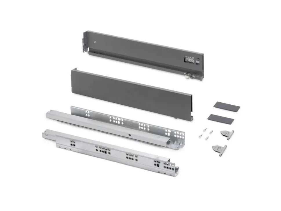 Cassetto esterno Vertex con regolazione 3D altezza 93mm, 60kg, profondità 500mm, Acciaio, Grigio antracite