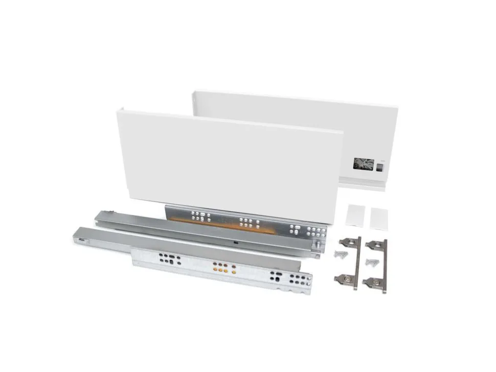 Cassetto esterno Vertex con regolazione 3D altezza 178mm, 40kg, profondità 350mm, Acciaio,Bianco,Alluminio o Grigio antracite