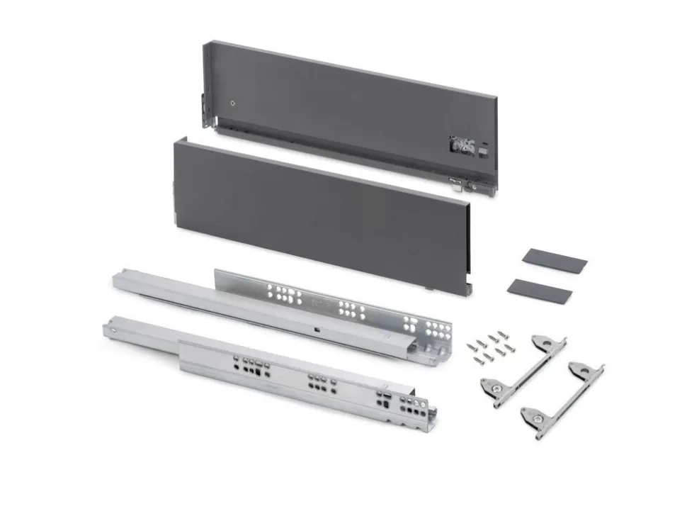 Cassetto esterno Vertex con regolazione 3D altezza 178mm, 40kg, profondità 350mm, Acciaio,Bianco,Alluminio o Grigio antracite