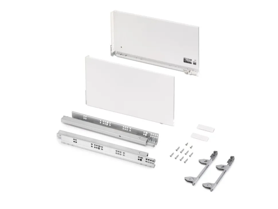Cassetto esterno Vertex 60kg, altezza 242mm, profondità 450mm, Acciaio, Verniciato bianco