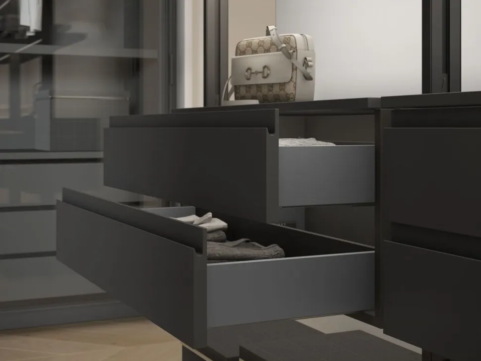 Cassetto esterno Vertex 40kg altezza 93mm, profondità 450mm, Acciaio, Grigio antracite