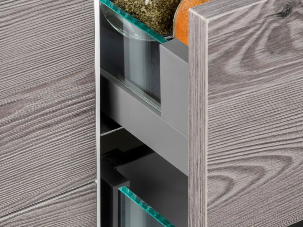 Cassetto esterno Vertex 40 kg con laterale in vetro 93 mm di altezza, 450 mm di profondità, Acciaio, Alluminio e Vetro, Grigio antracite