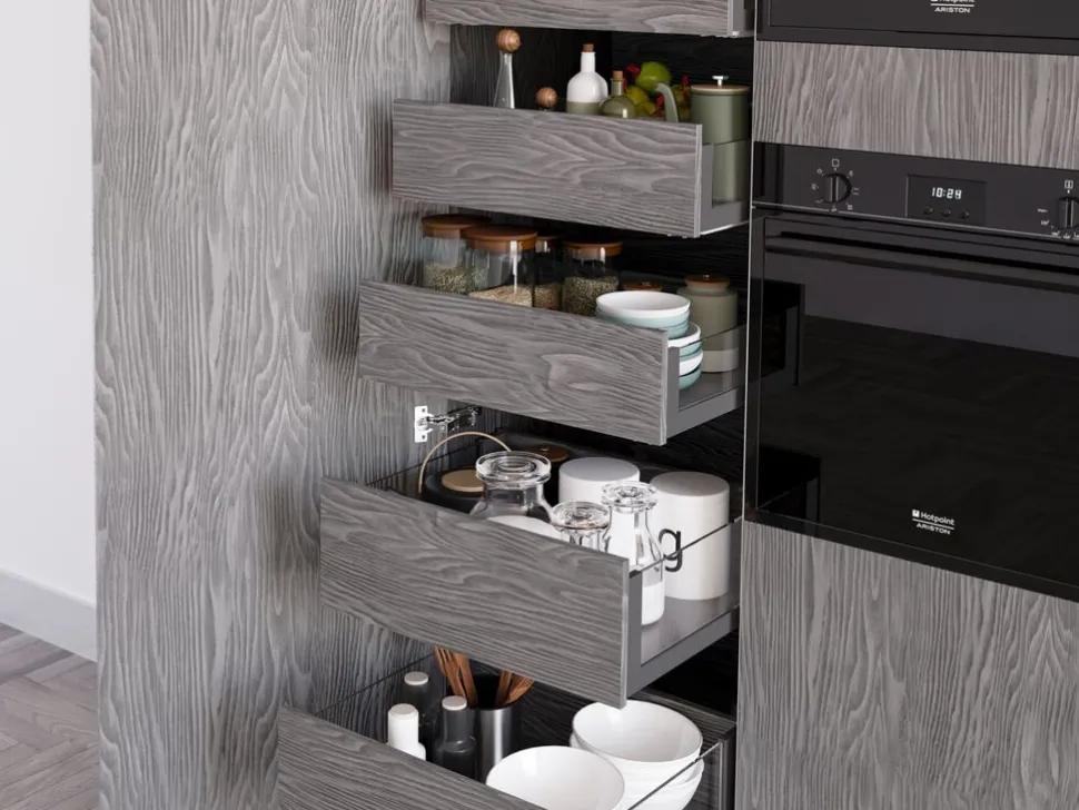 Cassetto esterno Vertex 40 kg con laterale in vetro 93 mm di altezza, 450 mm di profondità, Acciaio, Alluminio e Vetro, Grigio antracite