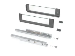 Cassetto esterno Vertex 40 kg con laterale in vetro 131 mm di altezza, 450 mm di profondità, Acciaio, Alluminio e Vetro, Grigio antracite