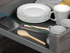 Cassetto esterno Vertex 40 kg con laterale in vetro 131 mm di altezza, 450 mm di profondità, Acciaio, Alluminio e Vetro, Grigio antracite
