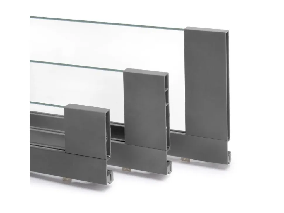 Cassetto esterno Vertex 40 kg con laterale in vetro 178 mm di altezza, 450/500 mm di profondità, Acciaio, Alluminio e Vetro, Grigio antracite