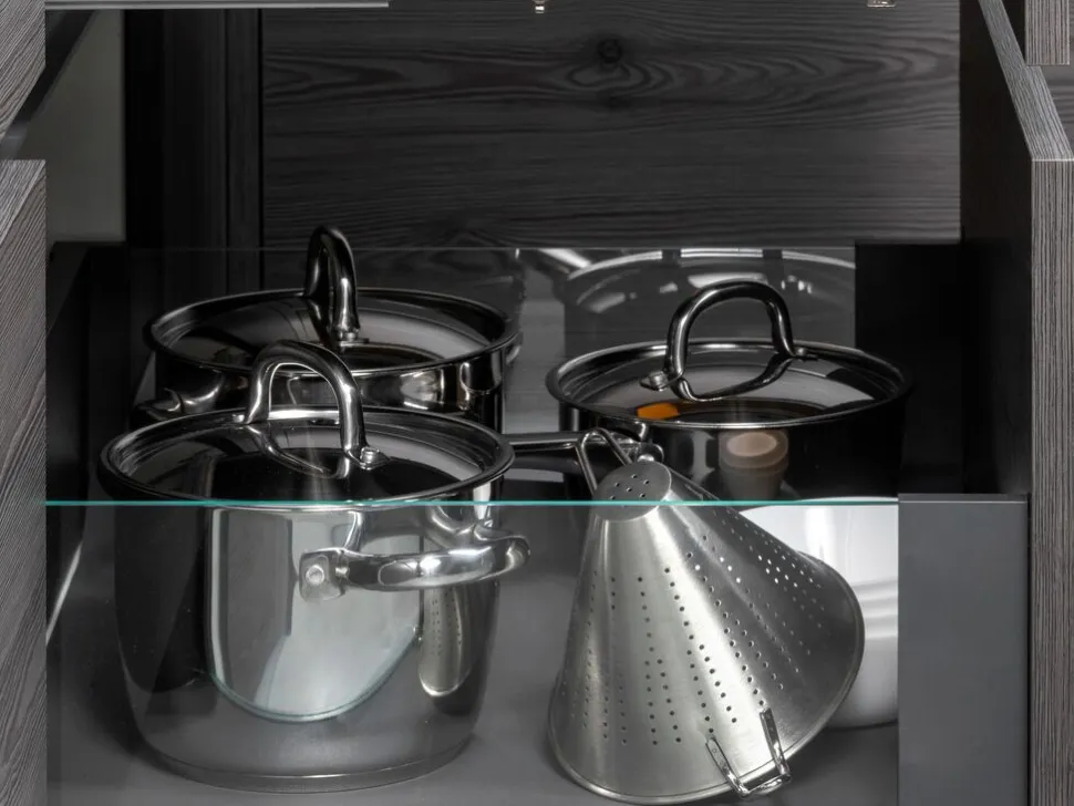 Cassetto esterno Vertex 40 kg con laterale in vetro 178 mm di altezza, 450/500 mm di profondità, Acciaio, Alluminio e Vetro, Grigio antracite