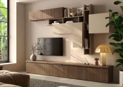 Cassettone porta Tv con frontale cannettato in Rovere scuro o chiaro