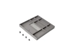 Cassetto organizzatore per armadi e cabine armadio Quartz, Eco-pelle e legno, Titanio, disponibile in 3 misure