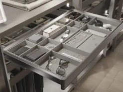 Cassetto organizzatore per armadi e cabine armadio Quartz, Eco-pelle e legno, Titanio, disponibile in 3 misure