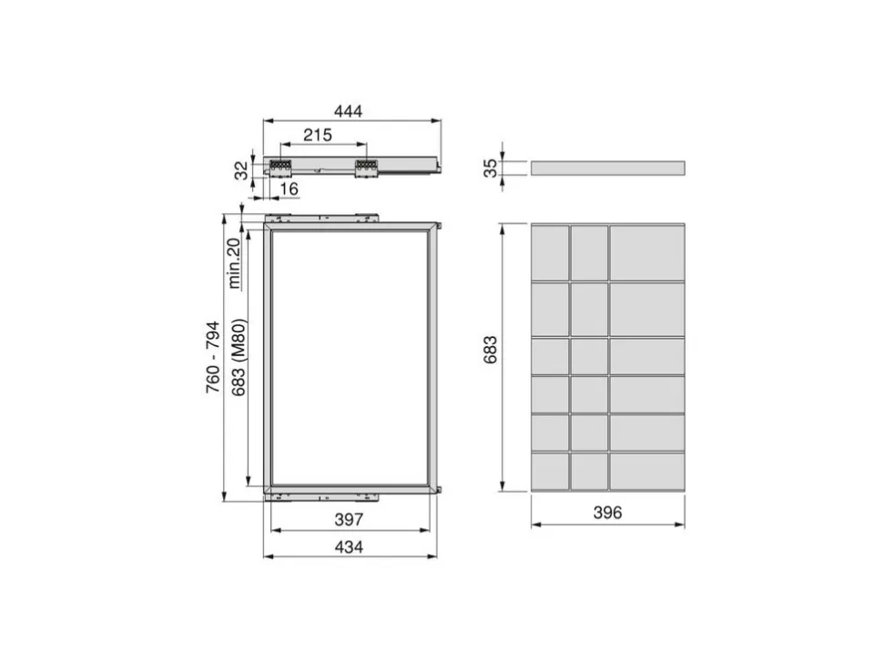 Cassetto organizzatore regolabile con guide soft-close per armadio disponibile in 2 colori e 3 misure