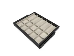 Cassetto organizzatore regolabile con guide soft-close per armadio disponibile in 2 colori e 3 misure