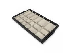 Cassetto organizzatore regolabile con guide soft-close per armadio disponibile in 2 colori e 3 misure