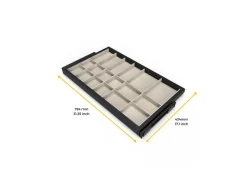 Cassetto organizzatore regolabile con guide soft-close per armadio disponibile in 2 colori e 3 misure