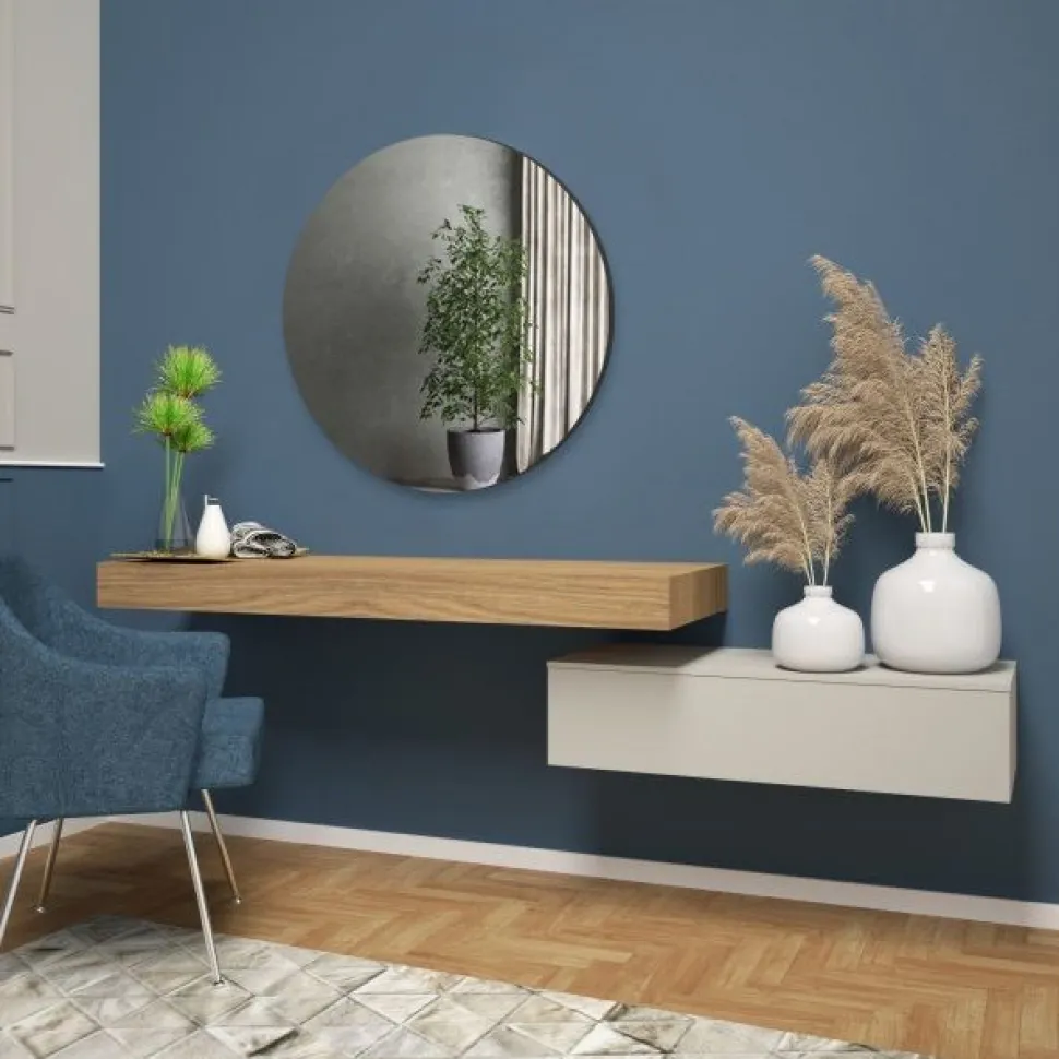 Cassetto sospeso postazione trucco con mensola disponibile in varie misure e colori