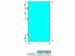 Cerniera orizzontale per anta in vetro con forcella da 40 mm in alluminio e acciaio