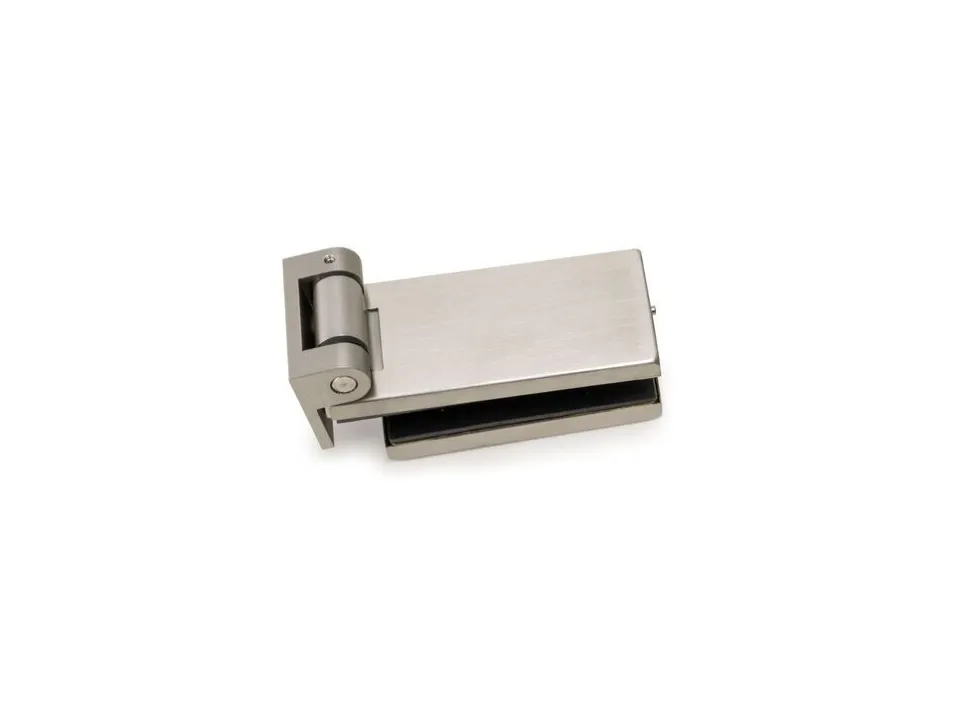 Cerniera orizzontale per anta in vetro con finiture in acciaio inox con forcella da 34 mm