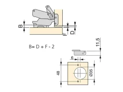 Cerniere collo alto X91 165 gradi con chiusura soft soft e basetta euro, altezza 0, Acciaio, Nichelato