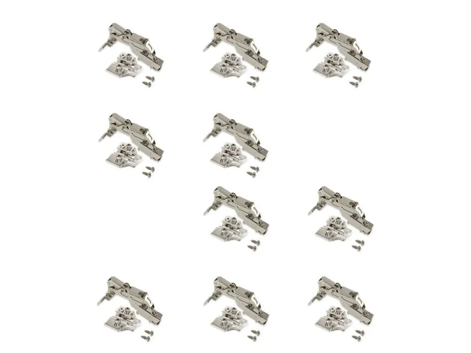 Cerniere collo alto X91 165 gradi con chiusura soft soft e basetta euro, altezza 0, Acciaio, Nichelato