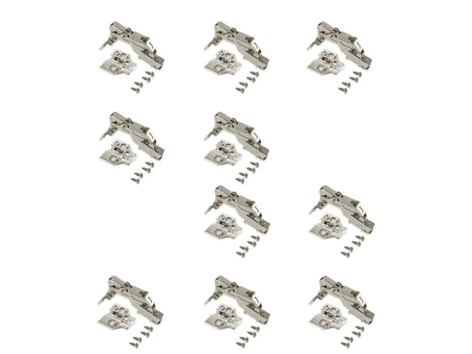 Cerniere collo alto X91 165 gradi con chiusura soft e Basetta a vite, Altezza 0, Acciaio, Nichelato