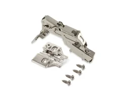 Cerniere collo alto X91 165 gradi con chiusura soft e Basetta a vite, Altezza 0, Acciaio, Nichelato
