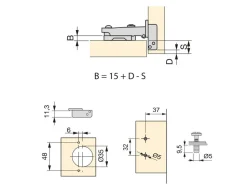 Cerniere collo dritto X91N con basetta montaggio misto, diametro 5x9,5 mm, altezza 0, Acciaio, Nichelato