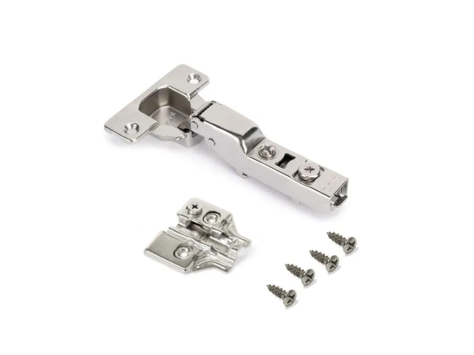 Cerniere mezzo collo X92 con chiusura soft e basetta a vite, Acciaio, Nichelato