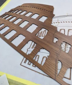 Colosseo Roma - quadro in legno mdf scuro larghezza 1,1 metri