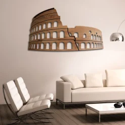 Colosseo Roma - quadro in legno mdf scuro larghezza 1,1 metri
