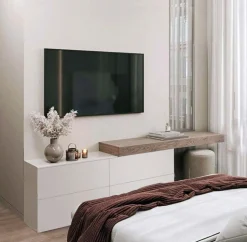 Comò cassettiera bassa Bianco Opaco con mensola sospesa
