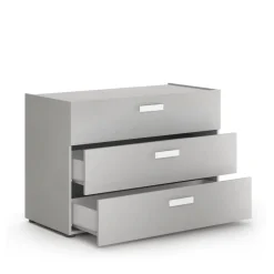 Comò 3 cassetti per camerette con maniglie sagomate disponibile in 4 colori