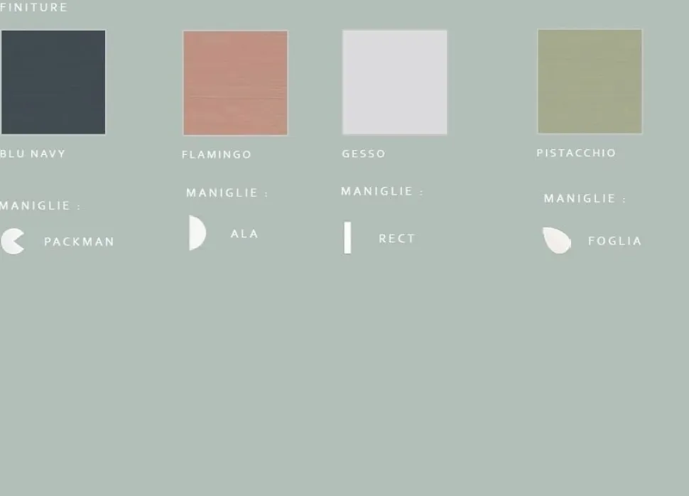 Comò 3 cassetti per camerette con maniglie sagomate disponibile in 4 colori