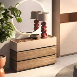 Comò design moderno 3 cassetti componibile finitura Cashmere disponibile in 5 Colori