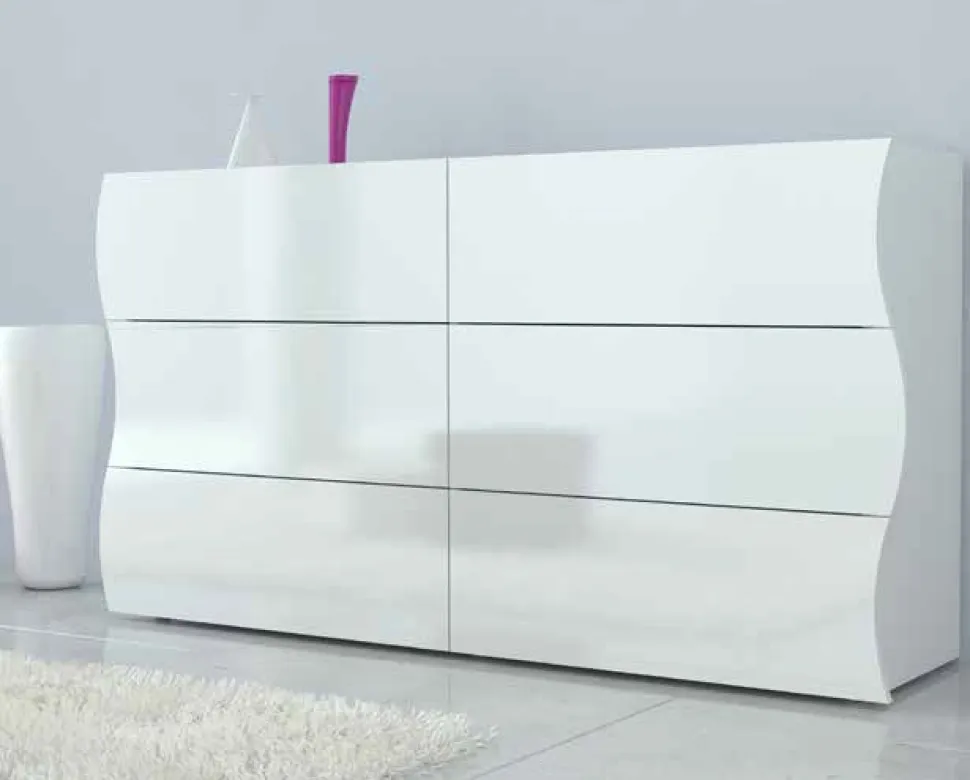 Comò linea Mia 6 cassetti in Bianco lucido