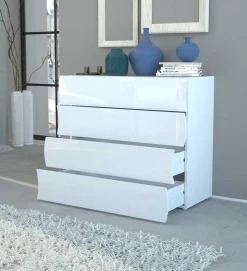 Comò linea Mia 4 cassetti in Bianco lucido