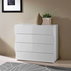 Comò linea Mia 4 cassetti in Bianco lucido
