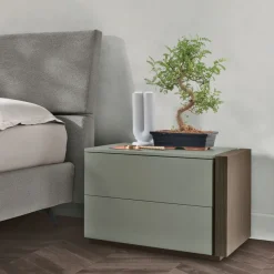 Comodino a 2 cassetti con fianco esterno sp. 5 cm Donald disponibile in vari colori