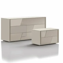 Comodino a 2 cassetti con inserti a specchio o in vetro lucido Slash disponibile in vari colori