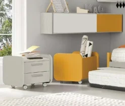 Comodino a 2 cassetti con ruote linea Airone disponibile in 3 misure