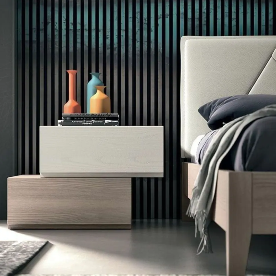 Comodino Alexis a due cassetti linea Alba Notte