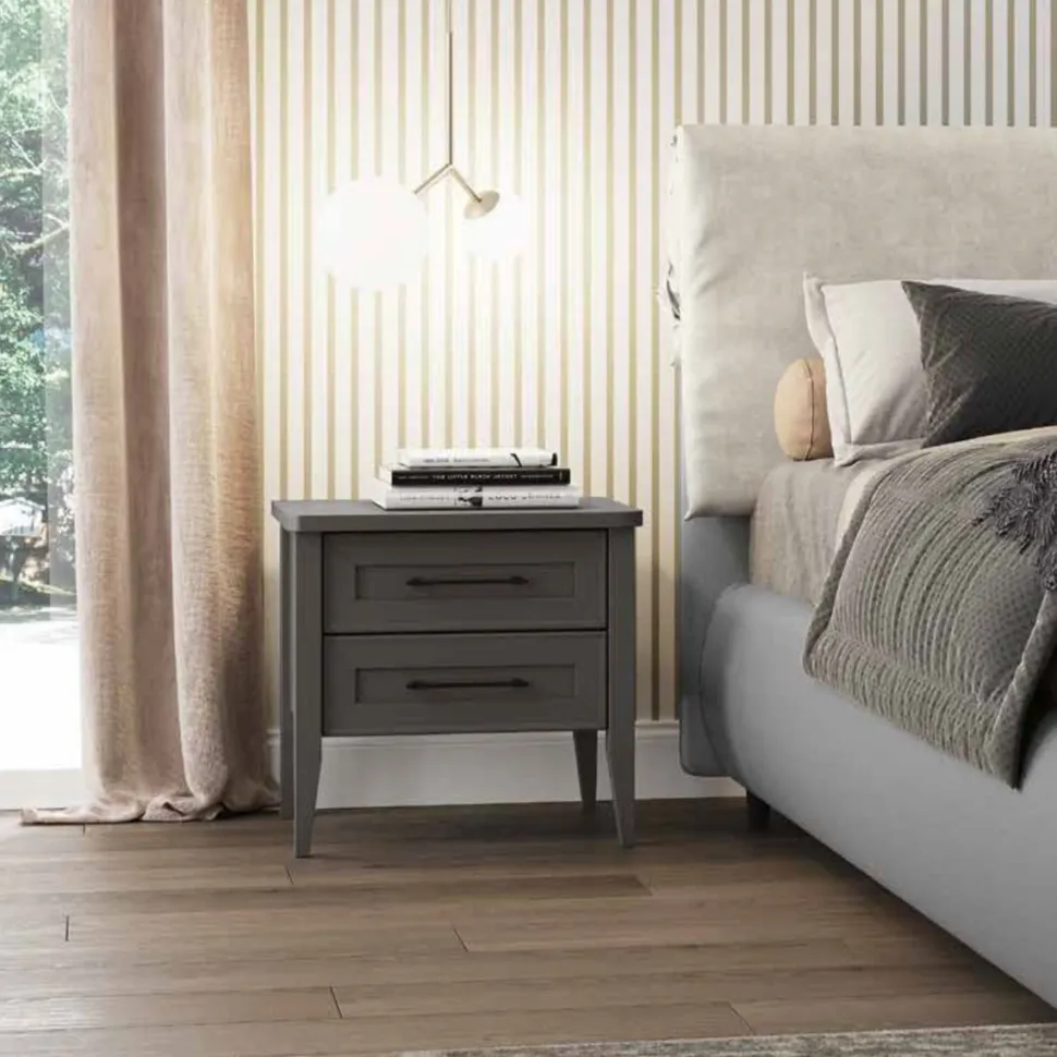 Comodino Baron due cassetti linea Ginevra disponibile in vari colori