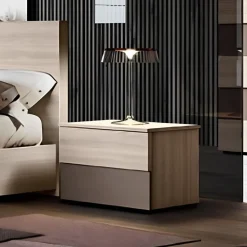 Comodino 2 cassetti con frontale bicolore a due spessori disponibile in vari colori